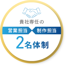 貴社専任の営業担当制作担当2名体制